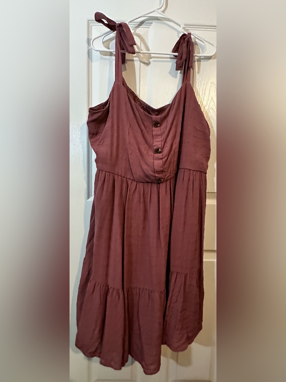 Adjustable Tie Sleeve Tier Dress